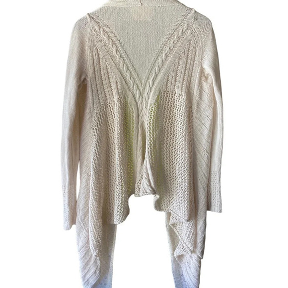 Anthropologie white angel north cotton cream knit waterfall open cardigan fall - Picture 1 of 8
